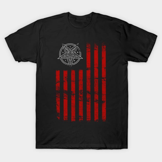 Hail Satan American Occult Flag  print T-Shirt by biNutz